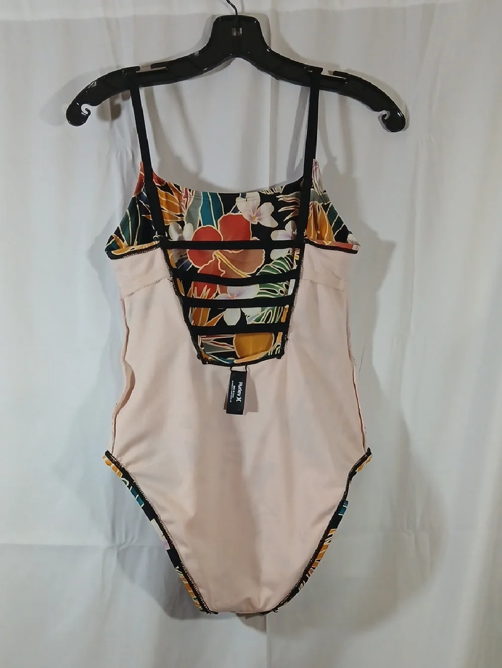 Hurley Womens XS One Piece UPF 50+ 4-Way Stretch Swimsuit Black Floral Beach